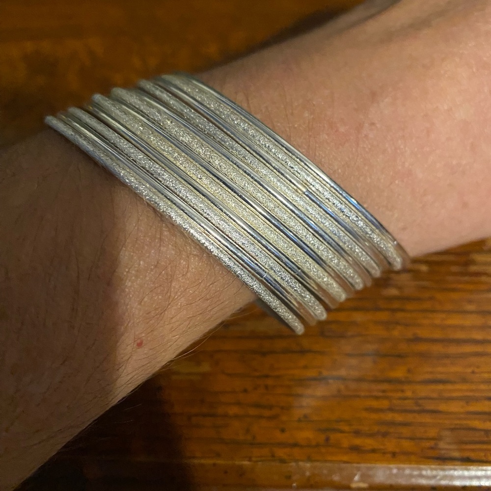Silver Bangle Bracelet Set